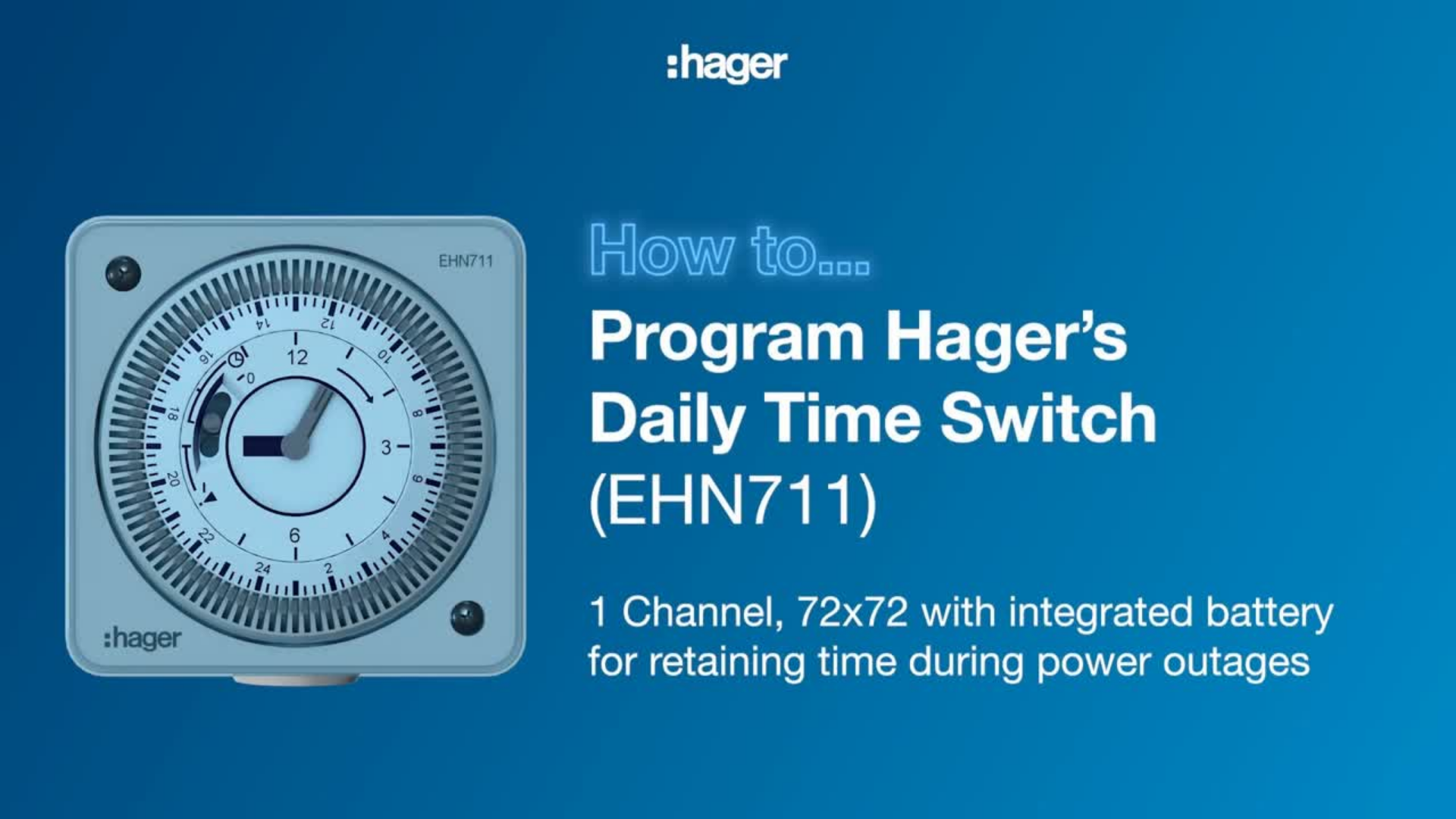 Time switch 72X72 24H + reserve • EHN711 | Hager